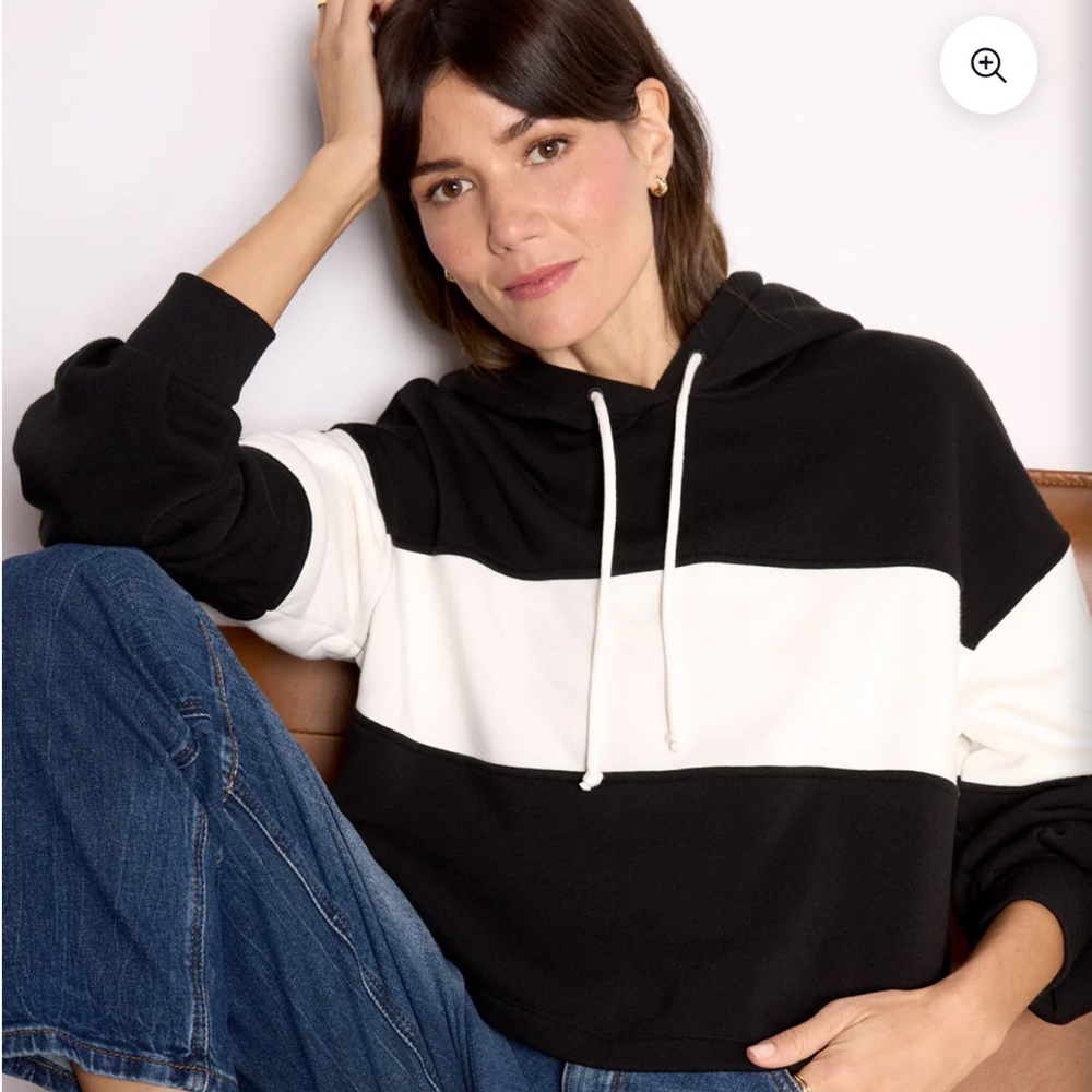 Evereve Black and White Colorblock Hoodie
